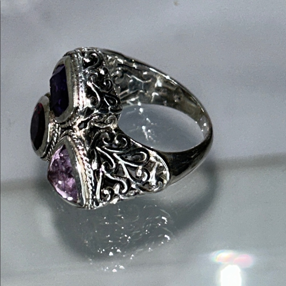 NWOT Samuel B. Genuine Multi Gemstone Sterling Silver Designer Ring Boho - Picture 7 of 8